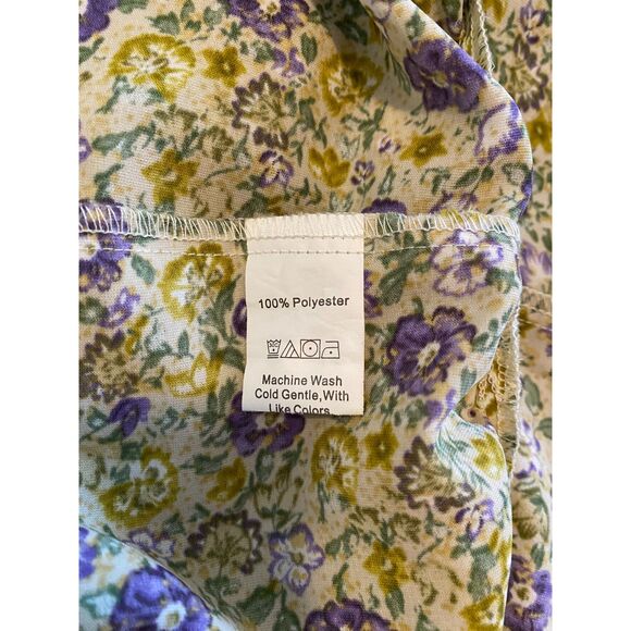 Boho Floral Smocked Ruffled Babydoll Long Sleeve Mini Dress - Picture 6 of 8